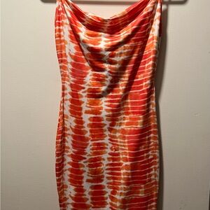 SHEIN Orange and White Dress